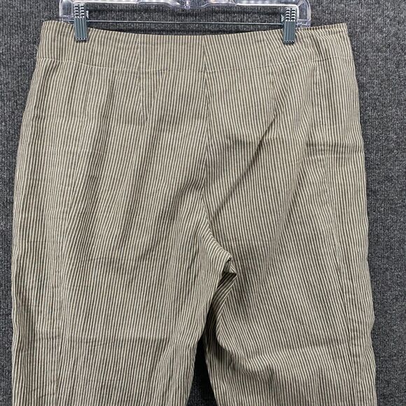 Chicos Pants Womens L Green Striped Linen Blend High Rise Straight Casual Resort - Picture 5 of 9